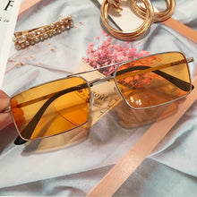 Load image into Gallery viewer, Yellow Square Women Sunglasses Alloy Metal Small Frame Clear Double Bridge Sun Glasses Men Vintage Chic Shades Black Female Sexy