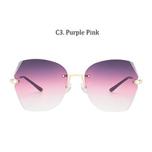 Load image into Gallery viewer, Luxury Women's Diamond Cat Eye Sunglasses Oversizd Summer Travel Shades Women Brand Rimless Sun Glasses Crystal Oculos de sol UV