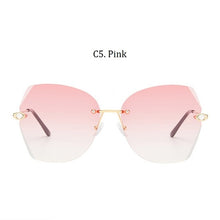 Load image into Gallery viewer, Luxury Women's Diamond Cat Eye Sunglasses Oversizd Summer Travel Shades Women Brand Rimless Sun Glasses Crystal Oculos de sol UV