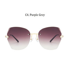 Load image into Gallery viewer, Luxury Women's Diamond Cat Eye Sunglasses Oversizd Summer Travel Shades Women Brand Rimless Sun Glasses Crystal Oculos de sol UV