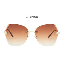 Load image into Gallery viewer, Luxury Women's Diamond Cat Eye Sunglasses Oversizd Summer Travel Shades Women Brand Rimless Sun Glasses Crystal Oculos de sol UV