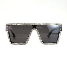 Load image into Gallery viewer, Fashion One Piece Sunglasses Women Men Oversize Rhinestone Sun Glasses Flat Top Square Shades
