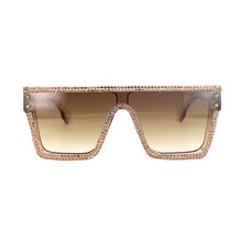 Load image into Gallery viewer, Fashion One Piece Sunglasses Women Men Oversize Rhinestone Sun Glasses Flat Top Square Shades
