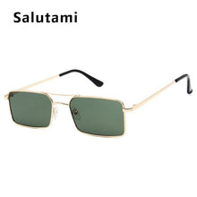 Load image into Gallery viewer, Yellow Square Women Sunglasses Alloy Metal Small Frame Clear Double Bridge Sun Glasses Men Vintage Chic Shades Black Female Sexy
