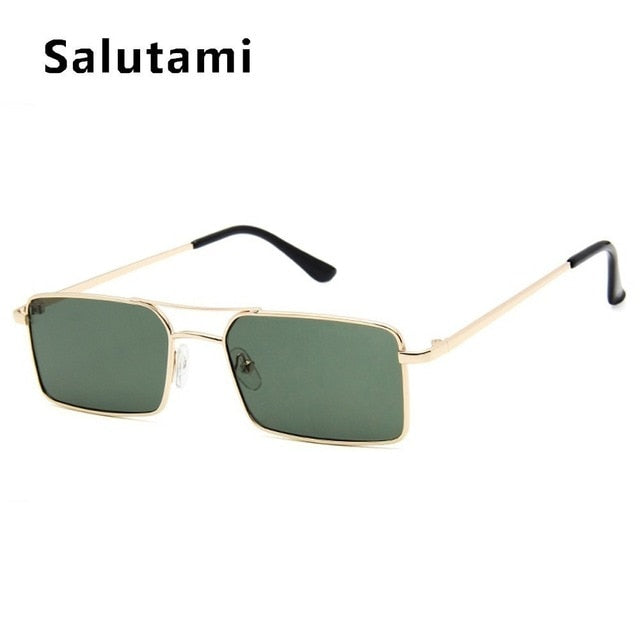 Yellow Square Women Sunglasses Alloy Metal Small Frame Clear Double Bridge Sun Glasses Men Vintage Chic Shades Black Female Sexy