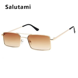 Yellow Square Women Sunglasses Alloy Metal Small Frame Clear Double Bridge Sun Glasses Men Vintage Chic Shades Black Female Sexy