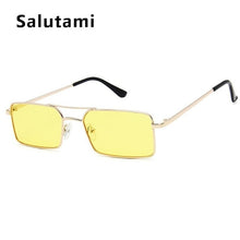 Load image into Gallery viewer, Yellow Square Women Sunglasses Alloy Metal Small Frame Clear Double Bridge Sun Glasses Men Vintage Chic Shades Black Female Sexy
