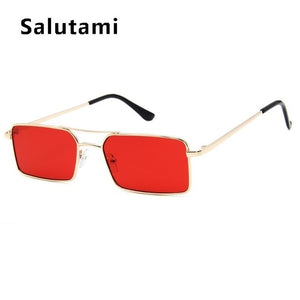 Yellow Square Women Sunglasses Alloy Metal Small Frame Clear Double Bridge Sun Glasses Men Vintage Chic Shades Black Female Sexy