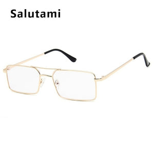 Yellow Square Women Sunglasses Alloy Metal Small Frame Clear Double Bridge Sun Glasses Men Vintage Chic Shades Black Female Sexy