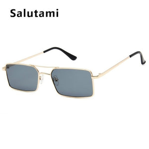 Yellow Square Women Sunglasses Alloy Metal Small Frame Clear Double Bridge Sun Glasses Men Vintage Chic Shades Black Female Sexy