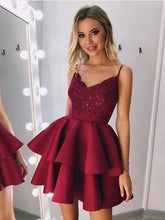 Load image into Gallery viewer, Burgundy Prom Dresses Lace Short Party Girl Short Graduation Prom Dresses Homecoming Dresses Party Evening Dresses
