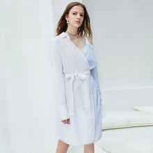 Load image into Gallery viewer, Amii Minimalist V-neck Dress Autumn Women Sling Lapel Stripe Female Shirt Dresses 11870202
