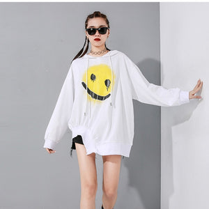 LANMREM can ship Tide 2020 spring fashion new Printing Pullover Sweatshirt for women Personality Irregular oversize tops YH866